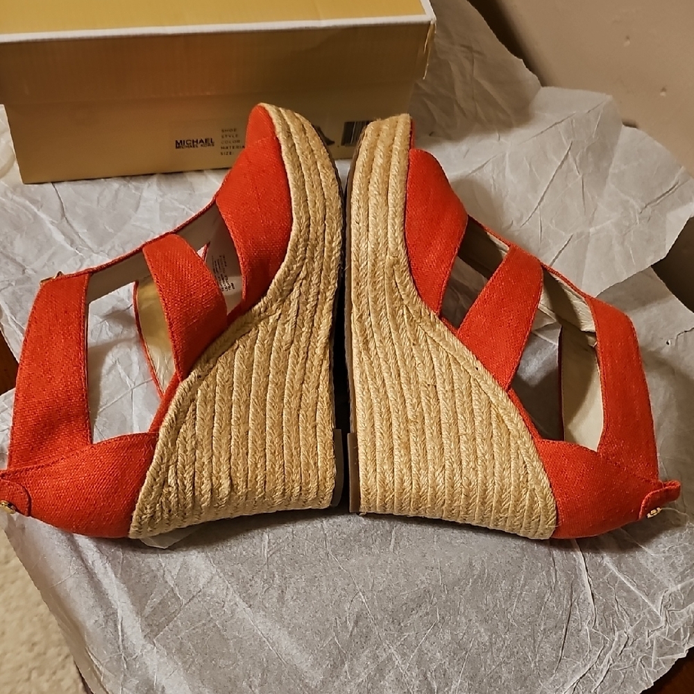 Michael Kors Watermelon Wedge Shoes with Strappy Design Size 9 - Picture 6 of 8